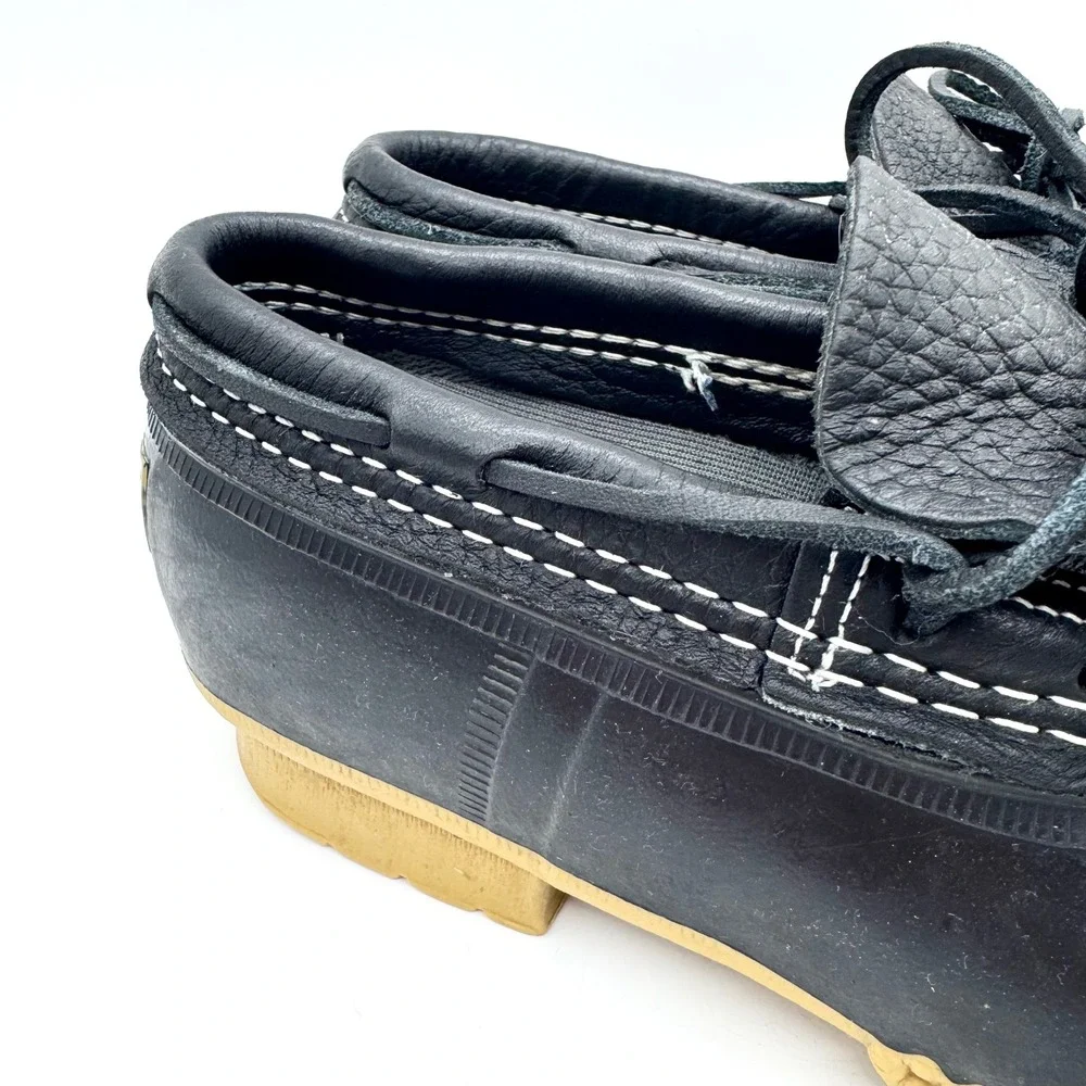 L.L.Bean Rubber Moc Low Bean Boots Made in USA Black Size 7 Classic Fisherman